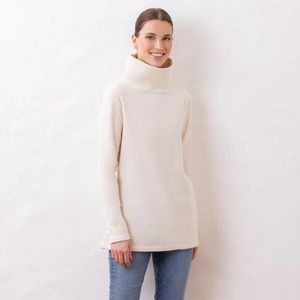 Like New Dudley Stephens Fleece Cobble Hill Turtleneck in Ivory Size Medium